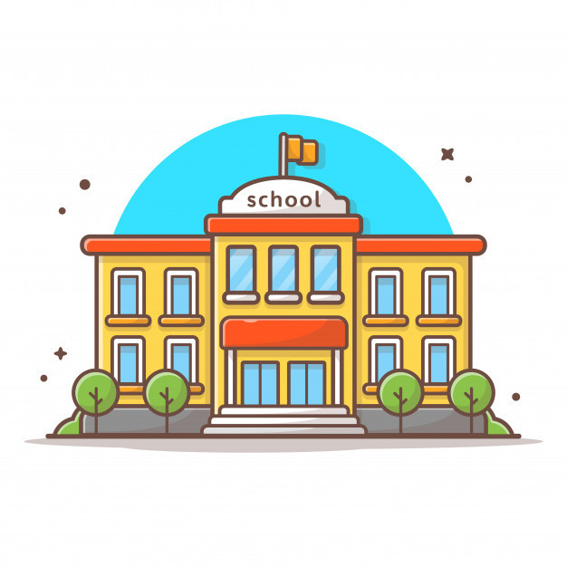 學校教學樓建筑卡通矢量插畫矢量圖素材